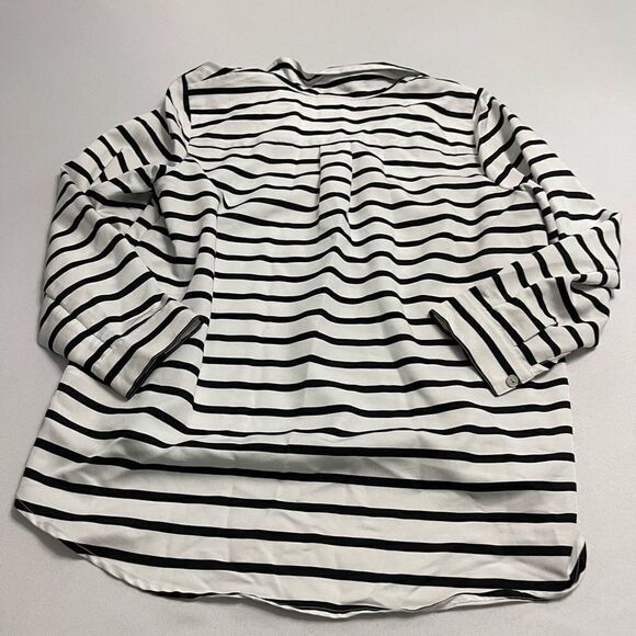 J. Jill White Black Stripe Popover Stripe Tunic Top Blouse Size MP Medium Petite - Picture 6 of 7
